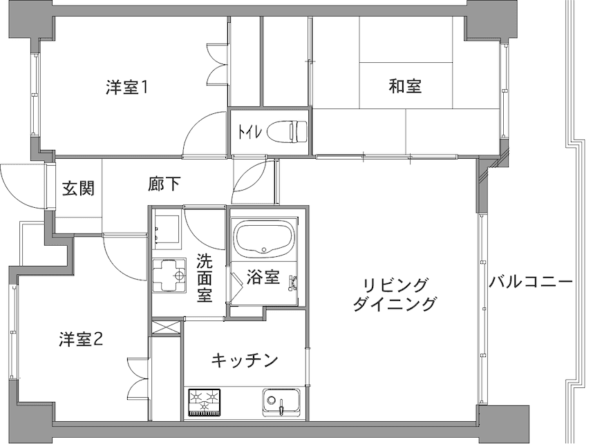 中古マンションのリノベーション前の間取り図